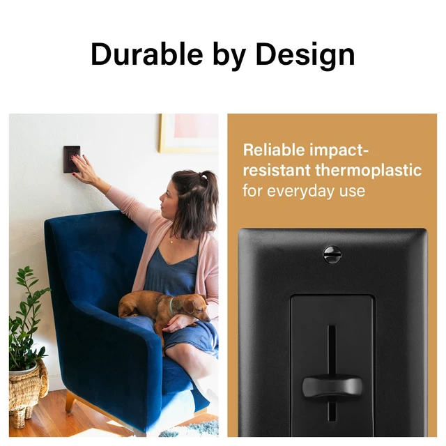 Alt view image 6 of 7 - LS Series 450W LED Dimmer Light Switch Single Pole Black 1 Pack | Pass & Seymour Dimmer Control, Decorator Slide, 1-Pole, for Dimmable LED Bulbs, Non-Preset, No Flickering