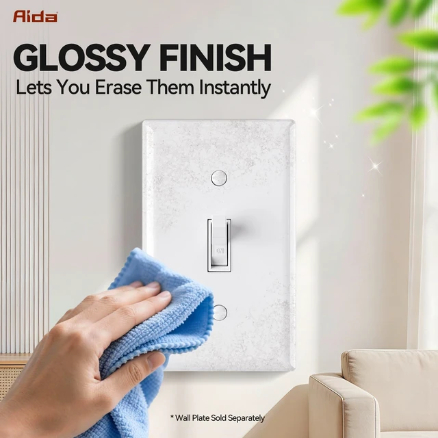 Alt view image 7 of 7 - 1 Pack Single Pole Toggle Light Switch, 15 Amp, 120 Volt, Toggle Framed AC Quiet Switch, in Wall On/Off Switch Replacement, Self-Grounding, Residential and Commercial Grade, UL,Glossy White