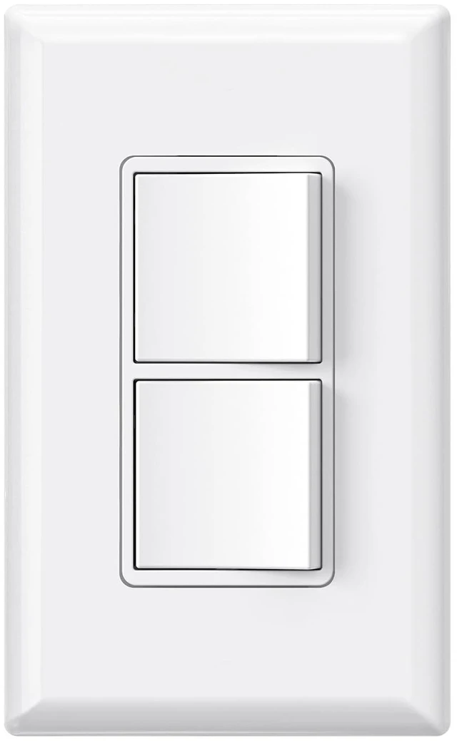 Main image of Single Pole Decorator Double Rocker Switch, 15A 120V, in-Wall On/Off, Self-Grounding, Screwless Wall Plate, UL Listed (1 Pack, Glossy White)