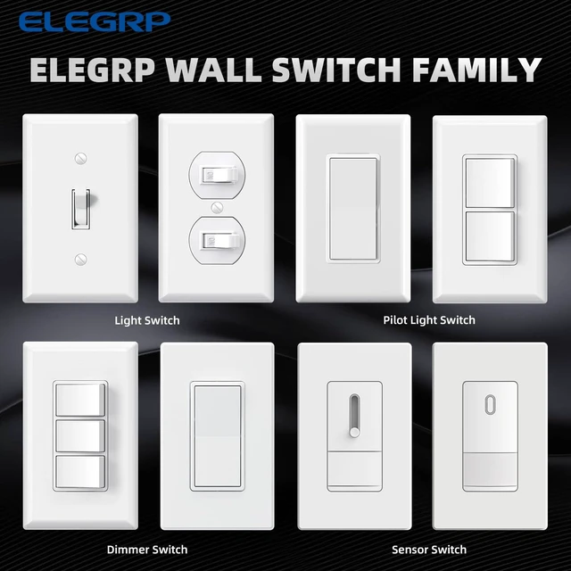Alt view image 3 of 7 - Single Pole Decorator Double Rocker Switch, 15A 120V, in-Wall On/Off, Self-Grounding, Screwless Wall Plate, UL Listed (1 Pack, Glossy White)