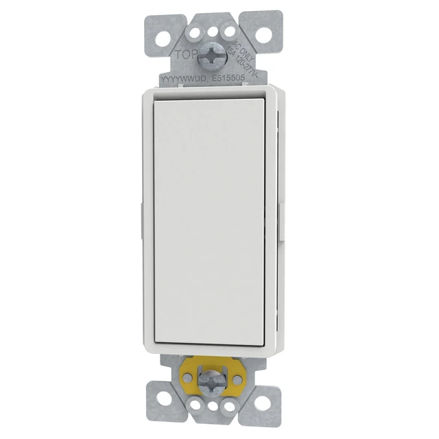 Alt view image 2 of 5 - Schneider Electric X-Series 4 Way Rocker Light Switch, Single Pole Light Switch, Modular Design for Easy Color Upgrades, 1 Gang, 15A, 120/277V, UL Listed, Matte White (SQR14141WH)