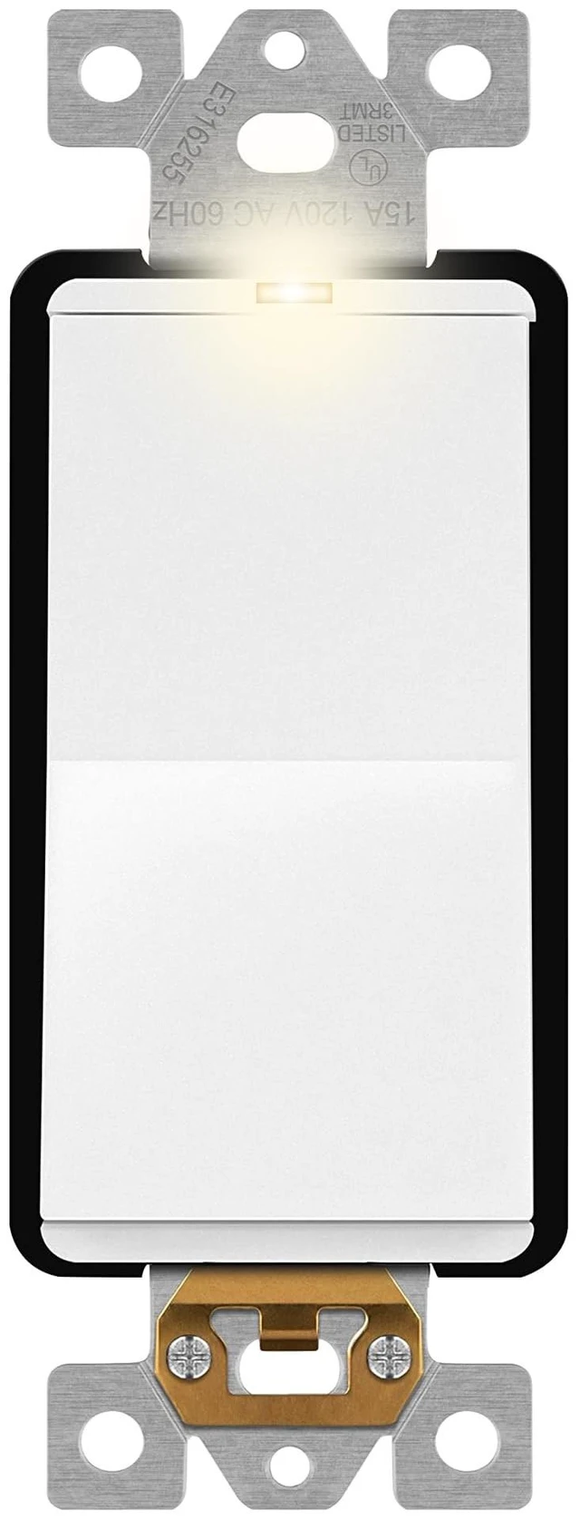 Main image of Lighted 4-Way Decorator Light Switch, 15A /277V, Matte White | Four Way Frameless Rocker Switch, UL Listed, Residential & Commercial Grade, Polycarbonate Thermoplastic, Guide Light