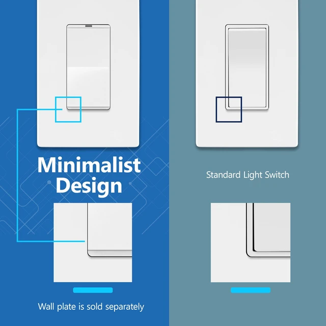 Alt view image 5 of 7 - Lighted 4-Way Decorator Light Switch, 15A /277V, Matte White | Four Way Frameless Rocker Switch, UL Listed, Residential & Commercial Grade, Polycarbonate Thermoplastic, Guide Light