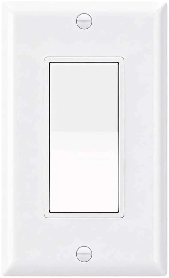 Main image of Single Pole Decora Light Switch with 1-Gang Wallplate,White,1-Pack | 15A 120/277V Single Pole Paddle Switch & 1-Gang Plate.Features Ground Screw & UL/cUL Certified 1-Location Control