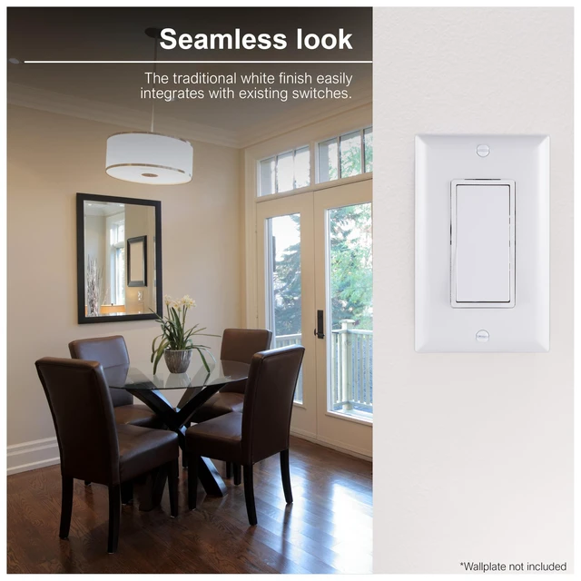 Alt view image 5 of 6 - in-Wall Switch, Single Pole, Paddle Rocker, White, 5 Pack | Grounding Design, Pressure Lock Terminals for Easy Install, Supports 120VAC, 15A, No Neutral Required