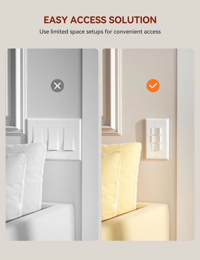 Alt view image 5 of 7 - Single Pole Triple Paddle Rocker Decorator Light Switch, 15 Amp Self-grounding Electrical Light Switches, Residential Grade, UL Listed (5 Pack, Glossy White)