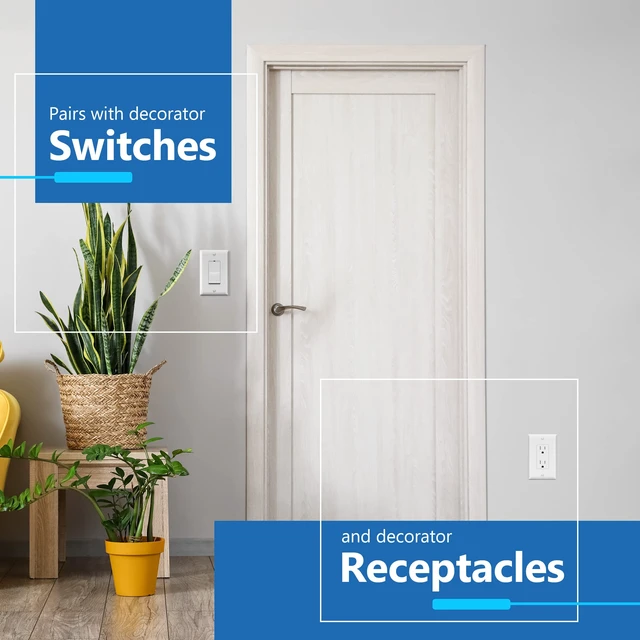 Alt view image 3 of 7 - Decorator Switch Cover, Mid-Size 1-Gang, Matte White, 10-Pack | Receptacle Wall Plate, Polycarbonate Thermoplastic, Heat Resistant, UL Listed, Easy Replacement