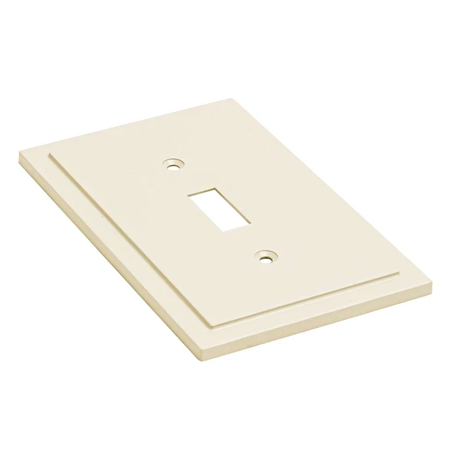 Alt view image 2 of 7 - Modern Edge Decorative Wall Plate Switch Plate Outlet Cover, Durable Solid Zinc Alloy (Single Toggle 2PK, Light Almond)