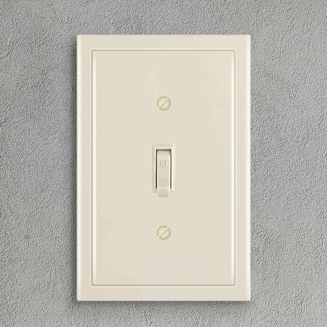 Alt view image 4 of 7 - Modern Edge Decorative Wall Plate Switch Plate Outlet Cover, Durable Solid Zinc Alloy (Single Toggle 2PK, Light Almond)