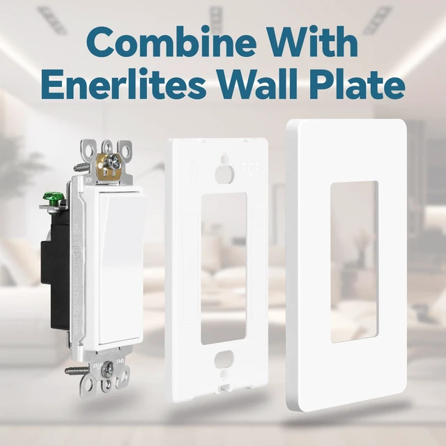 Alt view image 2 of 7 - 10 Pack Matte White Single Pole Decorator Light Switch 15 Amp | 15A 120V/277V, On/Off Paddle Switch with Wallplate, Residential Grade, Matte Finish, UL Listed