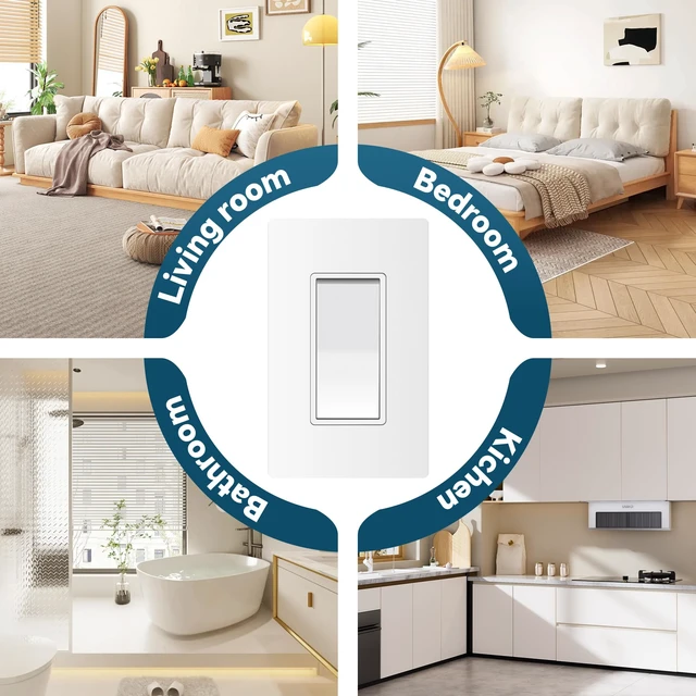 Alt view image 7 of 7 - 10 Pack Matte White Single Pole Decorator Light Switch 15 Amp | 15A 120V/277V, On/Off Paddle Switch with Wallplate, Residential Grade, Matte Finish, UL Listed