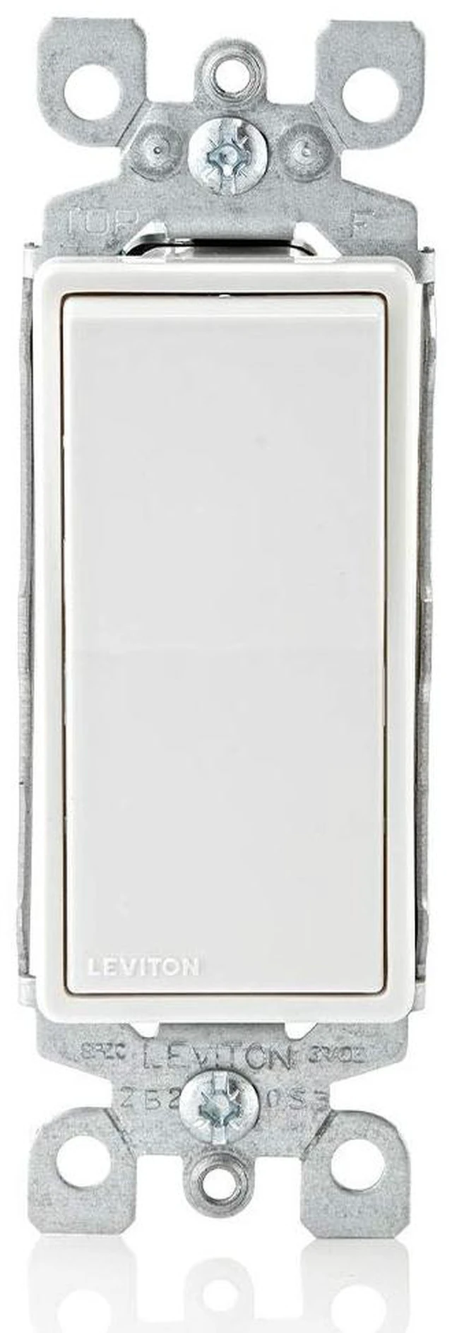 Main image of 15 Amp, 120/277 Volt, Decora Rocker Single-Pole AC Quiet Switch, Residential Grade, Grounding, 5601-2W, White