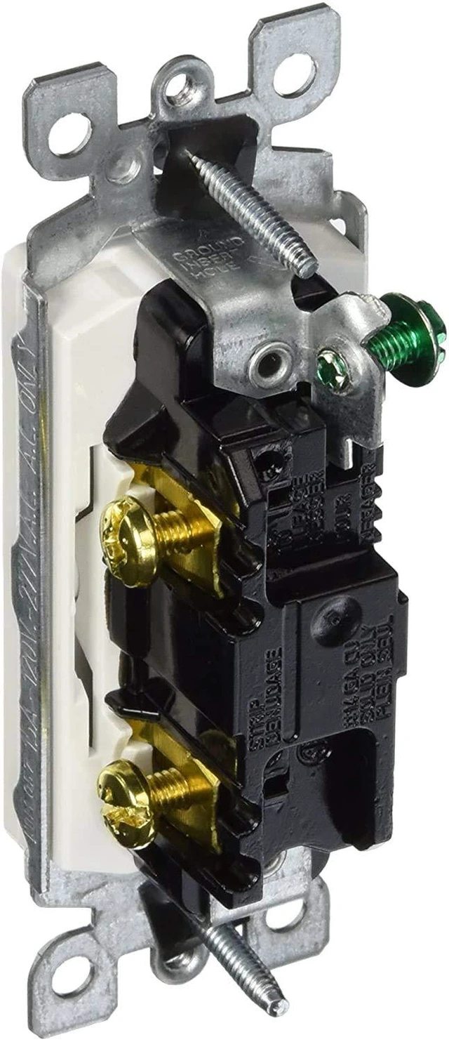 Alt view image 5 of 5 - 15 Amp, 120/277 Volt, Decora Rocker Single-Pole AC Quiet Switch, Residential Grade, Grounding, 5601-2W, White