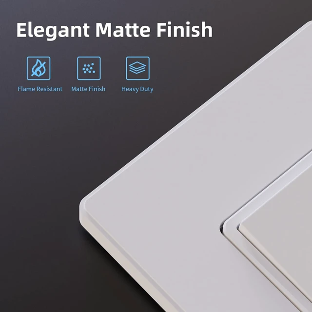 Alt view image 2 of 7 - Matte White Single Pole Decors Light Switch with Plate 15Amp, 120-277V, Paddle Rocker Switch Replacement, On/Off Wall Switch, Self-Grounding, Residential Grade, w/Wall Plate, UL/CUL (5 Pack)