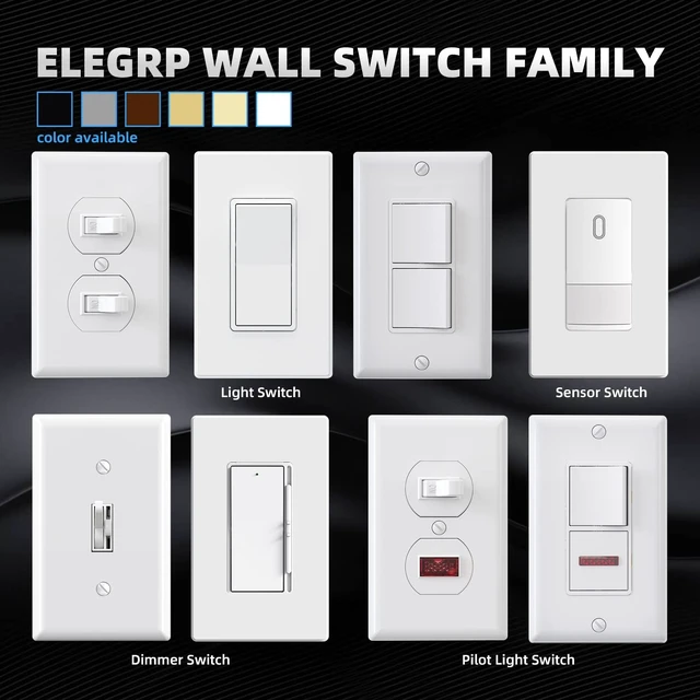 Alt view image 4 of 7 - Matte White Single Pole Decors Light Switch with Plate 15Amp, 120-277V, Paddle Rocker Switch Replacement, On/Off Wall Switch, Self-Grounding, Residential Grade, w/Wall Plate, UL/CUL (5 Pack)