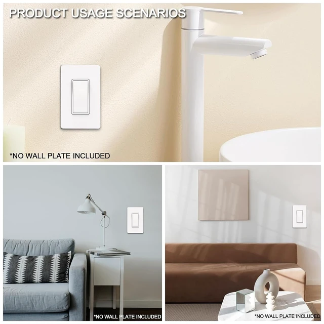 Alt view image 5 of 7 - Matte White Single-Pole Decorator Wall Light Switch, Decorative Paddle Rocker Switch Replacement, 15A 120/277V, UL Listed for Residential Grade Applications, 10 Pack