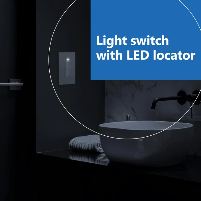 Alt view image 5 of 7 - Lighted Double Switch, Combination Frameless Decorator Switch, 15A | Locator Light, UL Listed, 2-Pack, Matte White, Ground Terminal Single Pole, Polycarbonate Thermoplastic