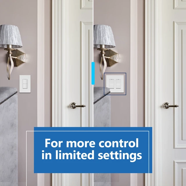 Alt view image 7 of 7 - Lighted Double Switch, Combination Frameless Decorator Switch, 15A | Locator Light, UL Listed, 2-Pack, Matte White, Ground Terminal Single Pole, Polycarbonate Thermoplastic