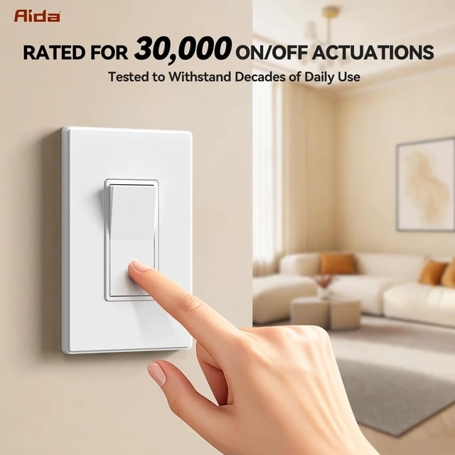 Alt view image 3 of 7 - 1 Pack Single Pole Rocker Decora Light Switch, 15 Amp Self-grounding Electrical Light Switches, Wall Plate Included, UL Listed, Matte White