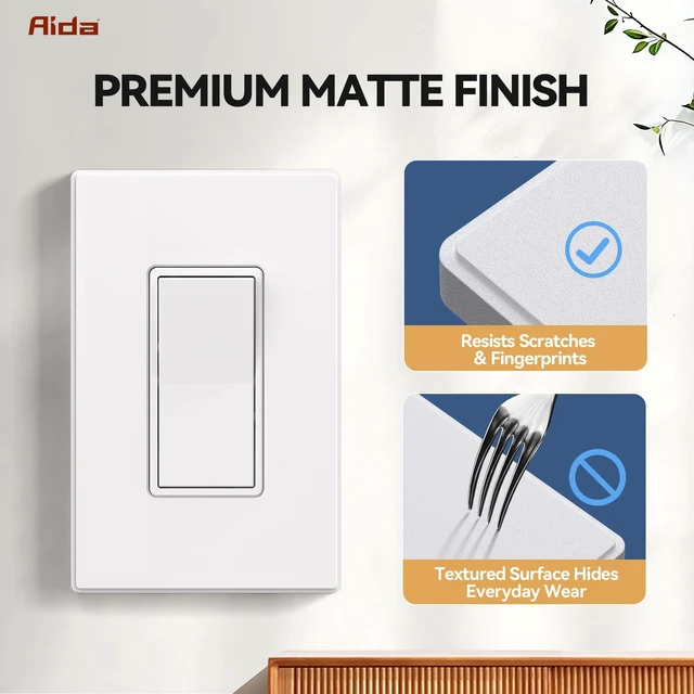 Alt view image 7 of 7 - 1 Pack Single Pole Rocker Decora Light Switch, 15 Amp Self-grounding Electrical Light Switches, Wall Plate Included, UL Listed, Matte White