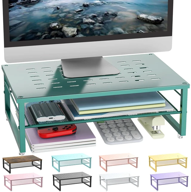 Main image of 2-Tier Metal Monitor Stand Riser | Desk Organizers and Accessories, Desk Organizer for Monitor, Office Desk Storage Organizer for Office Supplies (Dark Green)