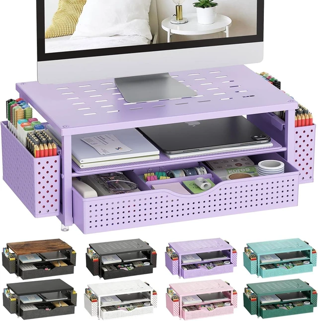 Main image of 2-Tier Monitor Stand with Drawer and 2 Pen Holder | Monitor Riser Computer Stand Desk Organizers and Accessories Desktop Organizer Suitable for Offices and Dormitories