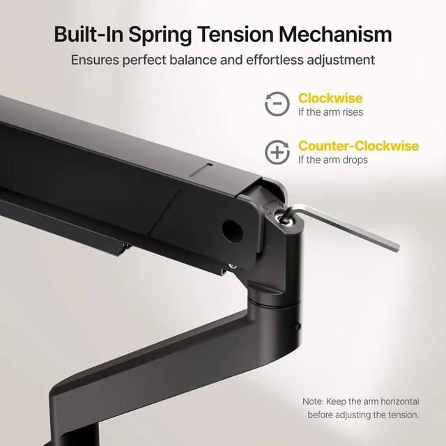 Alt view image 6 of 7 - Single Monitor Arm for Max 45 Inch Ultrawide Screens, Holds 35 Lbs | Adjustable Monitor Desk Mount with C Clamp/Grommet Desk Mount, Cable Management, VESA 75/100mm, Black