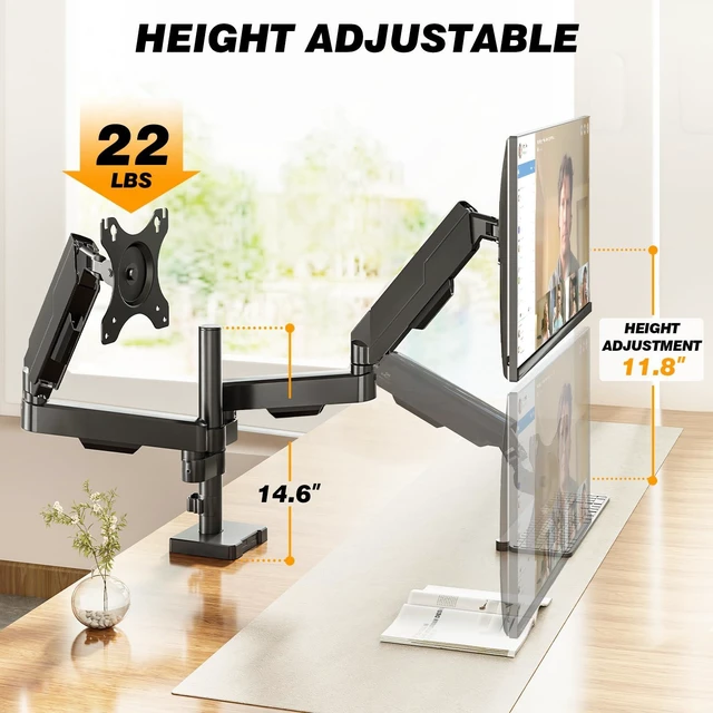 Alt view image 6 of 7 - Dual Monitor Stand & Monitor Arm Desk Mount up to 35 Inches