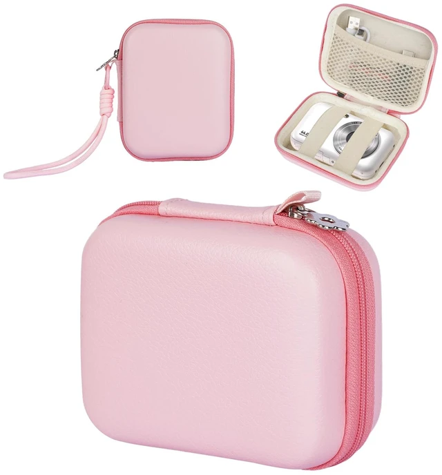 Main image of Compact Camera Case for Small Digital Cameras, Cute Pink Hard Shell with Pocket, Fits Kodak PIXPRO FZ55/FZ45, Canon ELPH 360, Sony W830 & More (Up to 4"), Gift for Girls