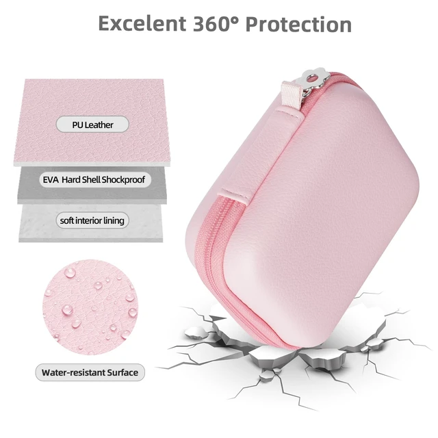 Alt view image 4 of 6 - Compact Camera Case for Small Digital Cameras, Cute Pink Hard Shell with Pocket, Fits Kodak PIXPRO FZ55/FZ45, Canon ELPH 360, Sony W830 & More (Up to 4"), Gift for Girls