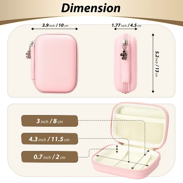 Alt view image 2 of 7 - Digital Camera Case for KODAK PIXPRO FZ55/FZ45, Case Only, Pink | Fits CAMKORY DC403 and Canon PowerShot ELPH 360 HS Compact Digital Cameras, Small Hard Shell Camera Pouch with Mesh Pocket