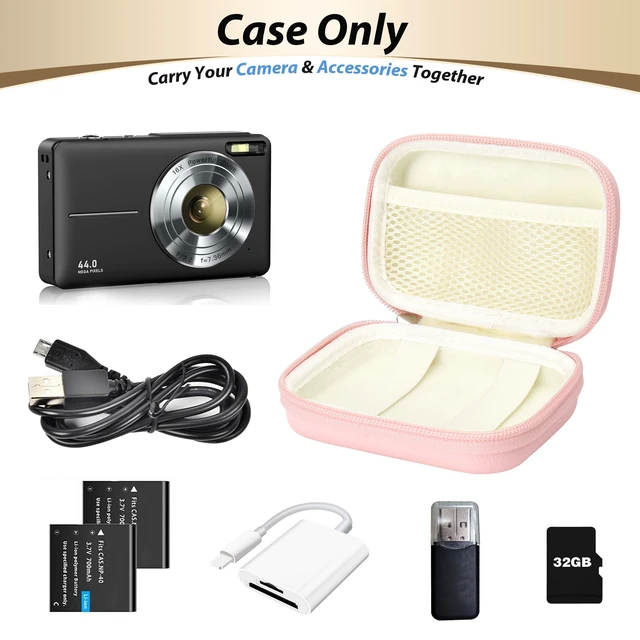 Alt view image 4 of 7 - Digital Camera Case for KODAK PIXPRO FZ55/FZ45, Case Only, Pink | Fits CAMKORY DC403 and Canon PowerShot ELPH 360 HS Compact Digital Cameras, Small Hard Shell Camera Pouch with Mesh Pocket