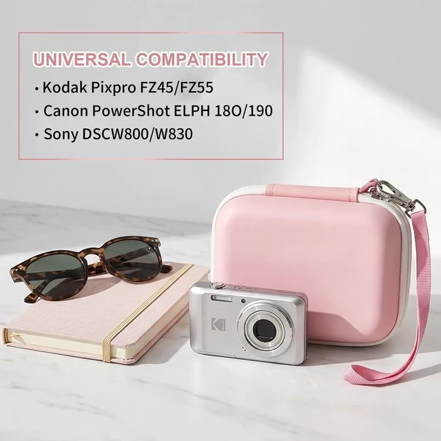 Alt view image 4 of 7 - Digital Camera Case with Shockproof Bumps,for Kodak Pixpro FZ45 FZ55/for Canon PowerShot ELPH 180/190 / for Sony DSCW800 DSCW830 Compact Storage Boxpink