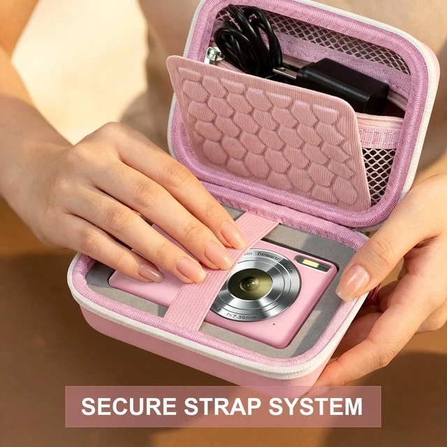 Alt view image 7 of 7 - Digital Camera Case with Shockproof Bumps,for Kodak Pixpro FZ45 FZ55/for Canon PowerShot ELPH 180/190 / for Sony DSCW800 DSCW830 Compact Storage Boxpink