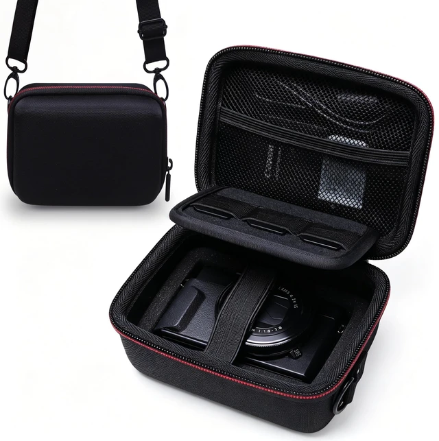Main image of Camera Case Bag Compatible with Canon PowerShot G7 X Mark III, Mark II, SX740 HS, Sony ZV-1, KODAK PIXPRO WPZ2 Digital 4K Vlogging Camera, Point and Shoot 4K Video Camera Bag, Black (Case Only)