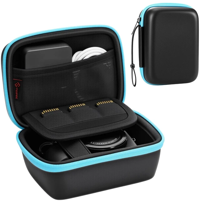 Main image of Camera Case for Canon G7X Mark III/II/I, Hard EVA Travel Case, Black | Hard Shell Protection, Charger Storage, 3 SD Card Slots, Shock-absorbing Base, Adjustable Wrist Strap
