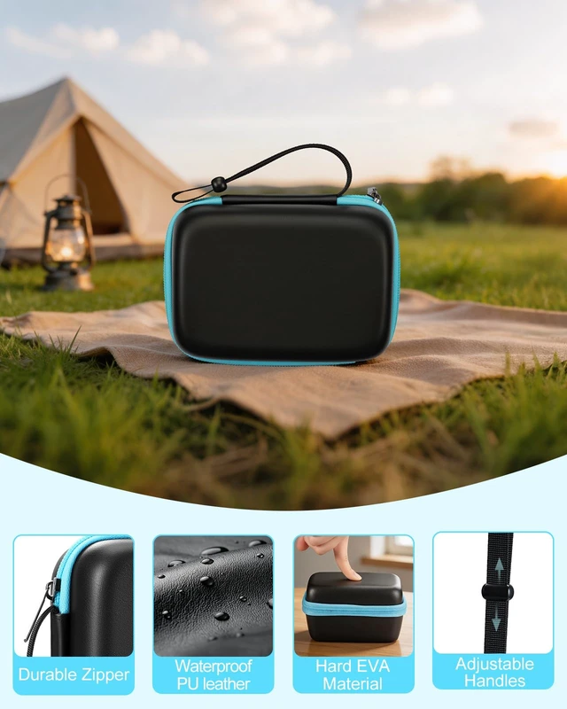 Alt view image 7 of 7 - Camera Case for Canon G7X Mark III/II/I, Hard EVA Travel Case, Black | Hard Shell Protection, Charger Storage, 3 SD Card Slots, Shock-absorbing Base, Adjustable Wrist Strap