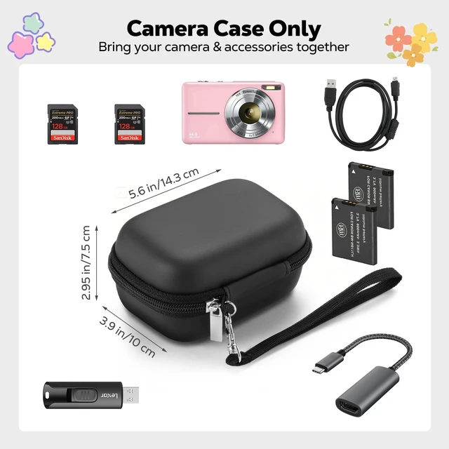 Alt view image 6 of 7 - Digital Camera Case for KODAK PIXPRO FZ55/FZ45,SD Card Slots, Black | Small Cute Travel Carrying Protective Camera Case Bag for CAMKORY DC403 FHD 1080P/Canon IXUS 285 HS/STUOGYUM DC402-AF