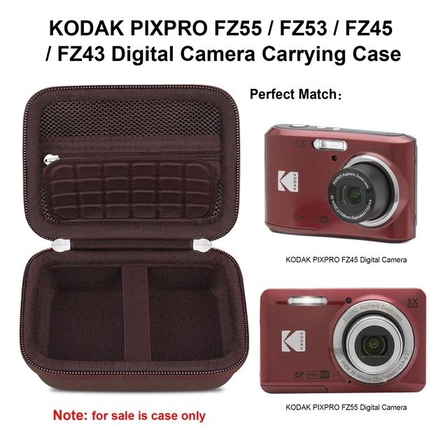 Alt view image 2 of 7 - Camera Carrying Case for KODAK PIXPRO FZ45/ FZ55 Digital Camera | Compact Camera Case, Hard Bag, with Mesh Pocket Wrist Strap Double Zipper, for Vlogging, Travel Protective Storage, Brown
