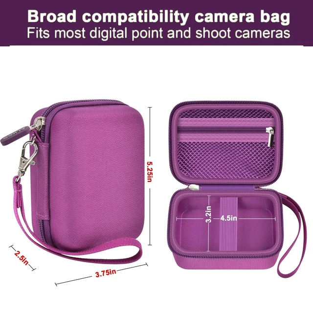 Alt view image 3 of 7 - Digital Camera Case for KODAK Pixpro FZ55 FZ45, Small Bag for CAMKORY | for Lecran/for VAHOIALD Point and Shoot Camera, Hard Carrying Case with Mesh Pocket, Compact for Vlogging, Travel and Storage