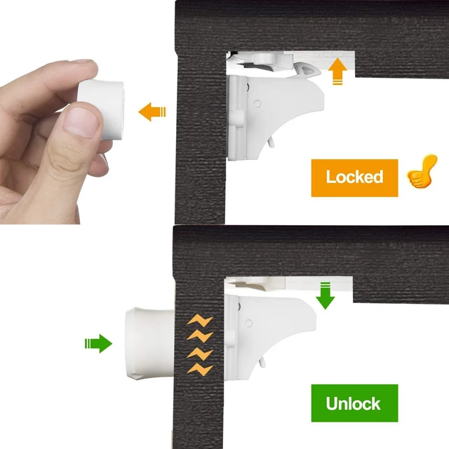 Alt view image 5 of 6 - 20 Pack Magnetic Cabinet Locks Baby Proofing and 2 Keys | Children Proof Cupboard Drawers Latches - Child Safety Adhesive Lock Easy Installation