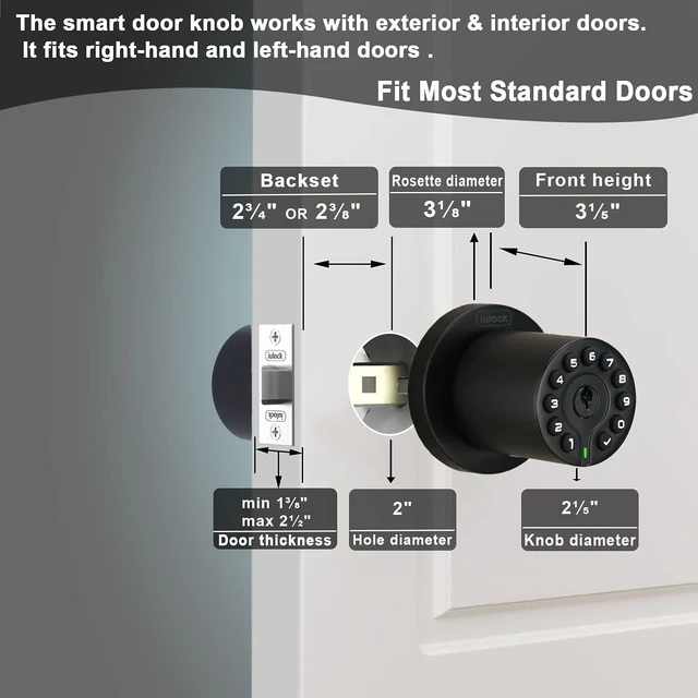 Alt view image 6 of 6 - IU-20 Code Door Lock, Electronic Door Knob with Keypad and Key, Auto Lock, Waterproof, Passage Function, Long Battery Life,50 Codes, Easy to use and Install for Office/Warehouse/Bedroom/Garage
