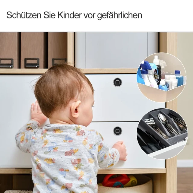 Alt view image 6 of 7 - Fingerprint Cabinet Lock 32mm Child Safety Baby Proofing Biometric Keyless Bluetooth Electronic Smart Drawer Lock for Furniture Liquor Locker Pantry Cupboard - 1.26"