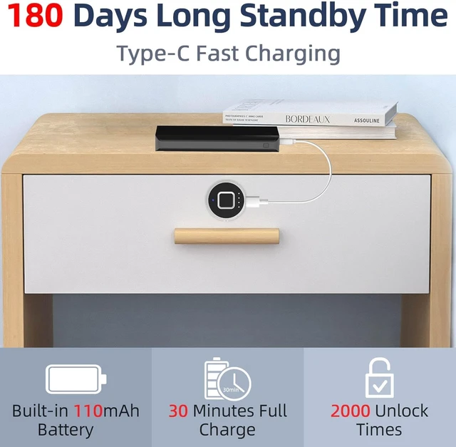 Alt view image 5 of 7 - Fingerprint Cabinet Lock 32mm Child Safety Baby Proofing Biometric Keyless Bluetooth Electronic Smart Drawer Lock for Furniture Liquor Locker Pantry Cupboard - 1.26"