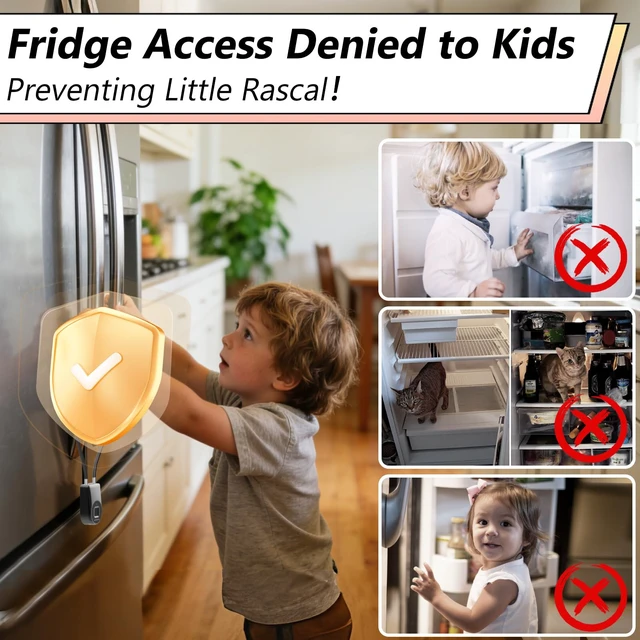 Alt view image 6 of 7 - Fingerprint Cable Lock, Fridge Lock Child Proof Cabinet Locks with Bluetooth APP Control, Waterproof Refrigerator Lock French Door, Gate, Kitchen, Freezer, Cabinets and Drawers