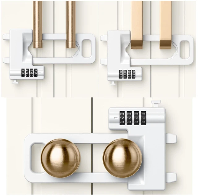 Main image of Code Cabinet Lock, 3 Pack, Keyless Double Door Drawer Lock, Short Ver | Keyless lockout to cabinet, drawer, cupboard closet and freezer, made of metal for childproof, adjustable, coded lock