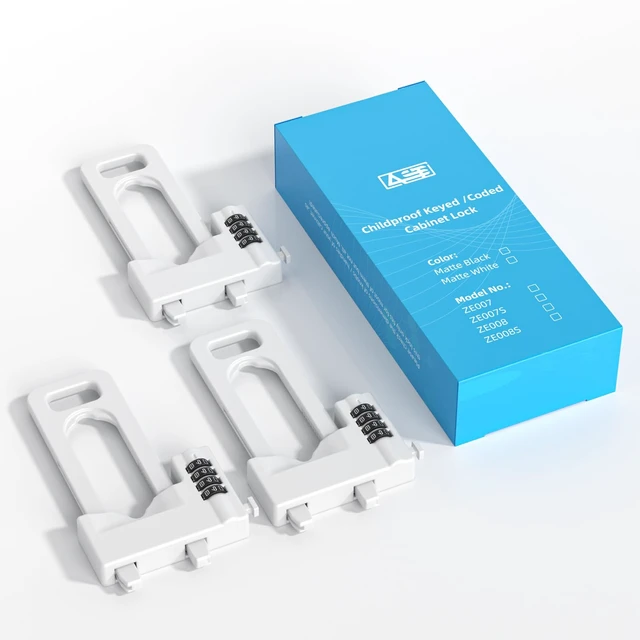 Alt view image 7 of 7 - Code Cabinet Lock, 3 Pack, Keyless Double Door Drawer Lock, Short Ver | Keyless lockout to cabinet, drawer, cupboard closet and freezer, made of metal for childproof, adjustable, coded lock