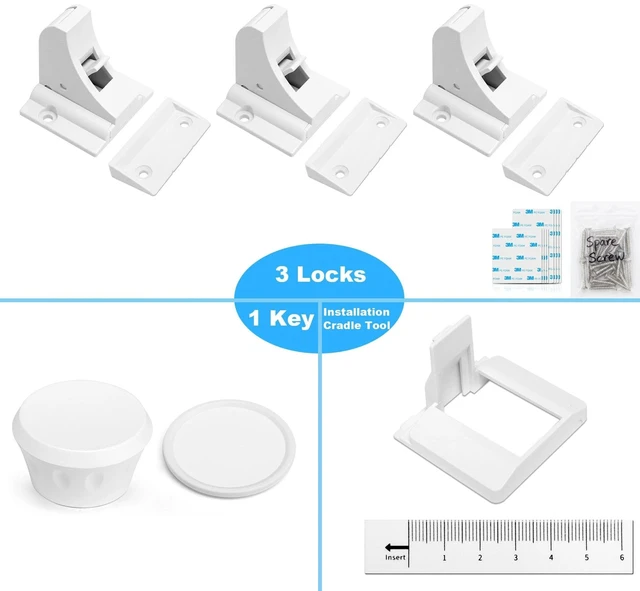 Alt view image 3 of 7 - Baby Proofing Magnetic Cabinet Locks (3 Pack + 1 Key) Child Safety Locks | Keep dangerous items out of toddlers' reach, Hidden from view, Renter-friendly, Magnet Cupboard Drawers Latches