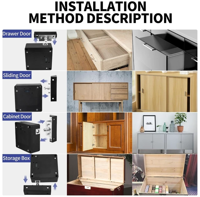 Alt view image 6 of 6 - 2 Pack RFID Hidden Electronic Cabinet Locks with 10 Key Cards | For Locking Wooden Medicine, Knife, Liquors Invisible Hidden Cabinets & Drawers to Prevent Theft or Children from Touching