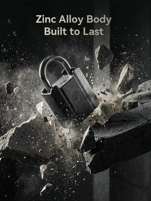 Alt view image 6 of 7 - Fingerprint Padlock with Backup Keys, One-Touch Gym Locker Lock, No Charging Needed, Stores 20 Fingerprints, IPX5 Water-Resistant Biometric Lock for Gate, Shed and Toolbox